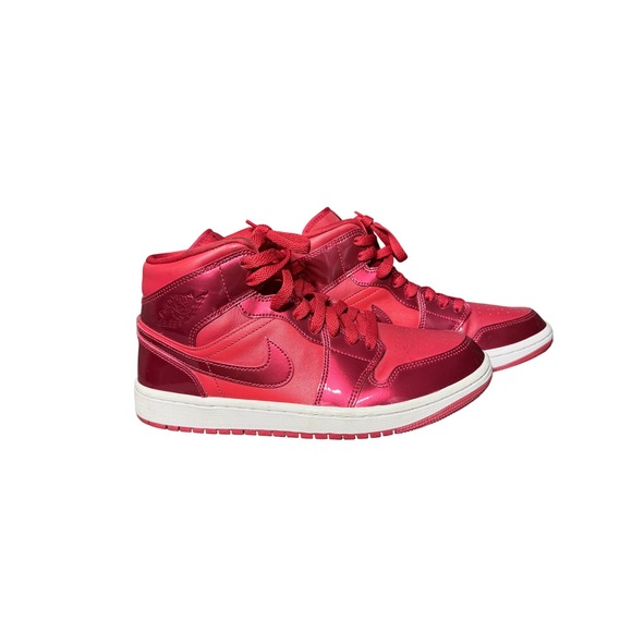 Jordan Shoes - Nike Air Jordan 1 Mid Women Size 8.5 Pomegranate Red Metallic